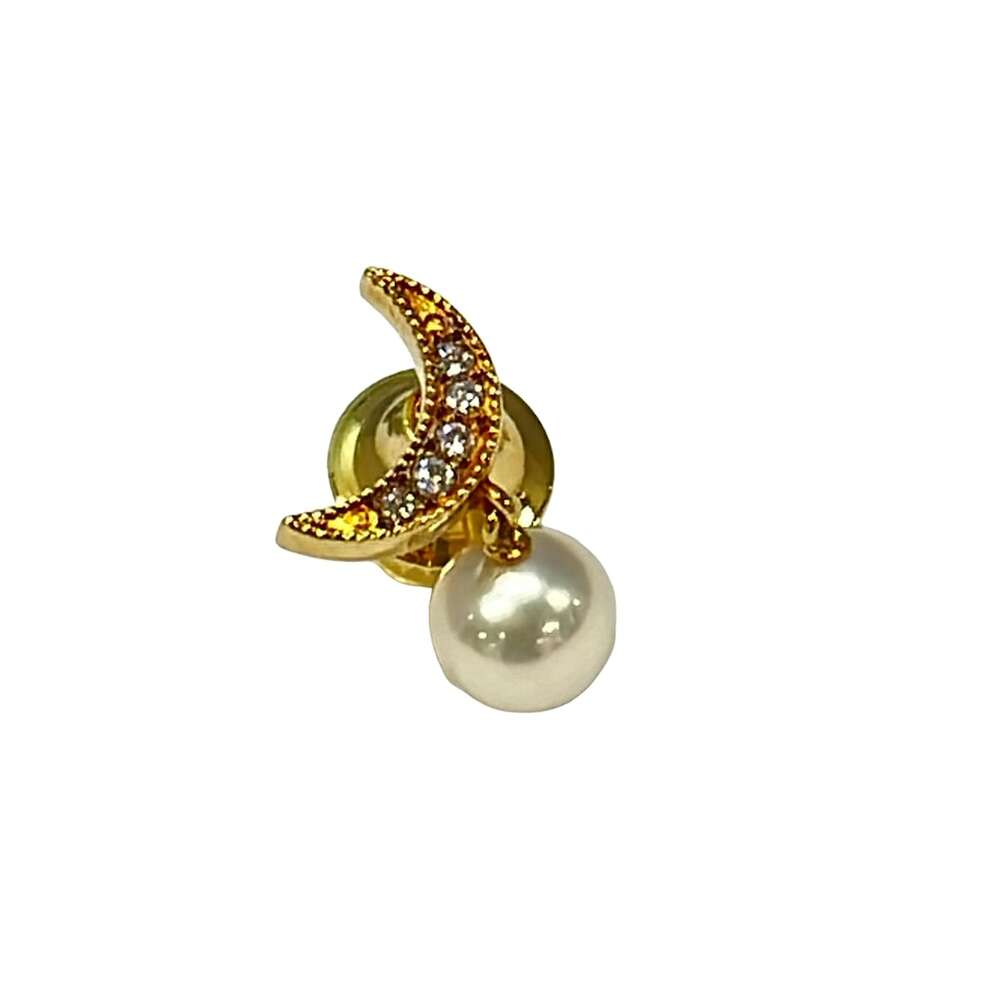Mikimoto Brooch 18K Yellow Gold Diamond Cream Pearl